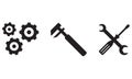 Tools icon set isolated on white background. Wrench, screwdriver and gear icon. Vector illustration. Royalty Free Stock Photo